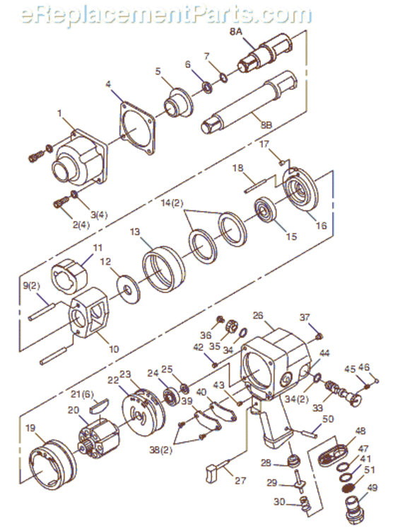 Page A Diagram and Parts List for CP776-6 T024622 Chicago Pneumatic Wrench